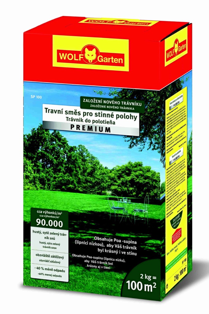 Trávne osivo do tieňa Wolf-Garten SP 100 PREMIUM, 100m2/1kg